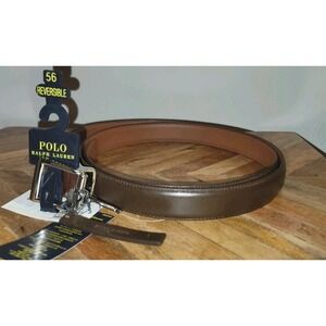 Polo Ralph Lauren Brown Reversible Leather Belt Mens Size 56 XXL Big Tall *Flaws